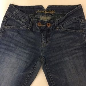 FadedAmerican Eagle jeans, double button in front.
